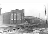 Another view of Saltley shed's new staff accommodation block canteen on the right and the locker rooms and offices on the left