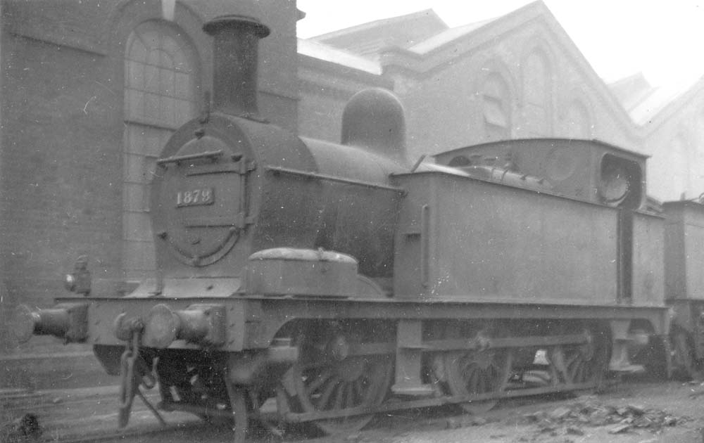 Ex-MR 1F 0-6-0T No 1879 is seen standing on the outer of the two roads that were adjacent to Saltley's No 3 and No 1 roundhouses