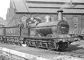 Ex-MR 2F 0-6-0 No 22983 stands outside Saltley Shed's roundhouses on Saturday 11th September 1937