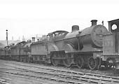 Ex-MR 2P 4-4-0 No 511 stands outside Saltley shed with other ex-Midland engines on Sunday 25th July 1948