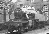Ex-LMS 3P 2-6-2T No 171 is seen in March 1948 inside the shed shortly after being transferred from Kentish Town shed