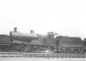 Ex-MR 3P 4-4-0 No 745, a member of the MR's 2606 class, stands in steam on one of Saltley's stabling roads in front of No 3 roundhouse