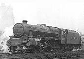 Ex-LMS 4-6-0 5MT No 4811 reverses back into the shed after being coaled and watered sometime during 1948
