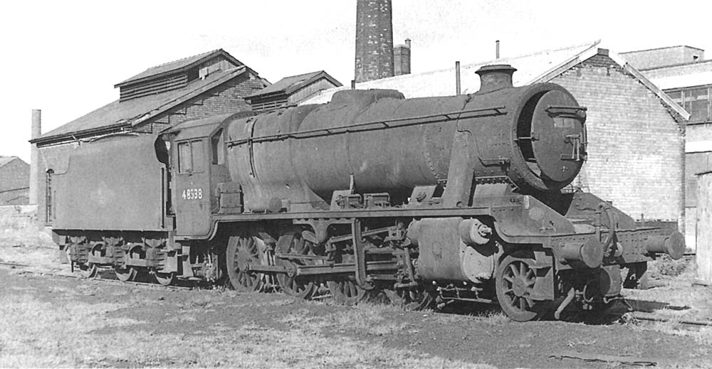 Ex-LMS 8F 2-8-0 No 48538 lies in the shed yard withdrawn from service on Friday 21st April 1967