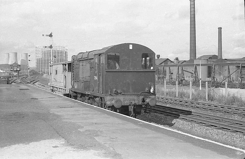 British Railways Diesel shunter 12044 is seen passing through Saltley station in 1960