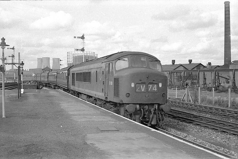 British Railways Type 4 Diesel Locomotive D109 is seen on an express passing through Saltley in 1960