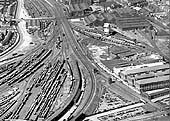 Aerial photograph of the Saltley area with Saltley LMS steam engine shed and the new coaling tower