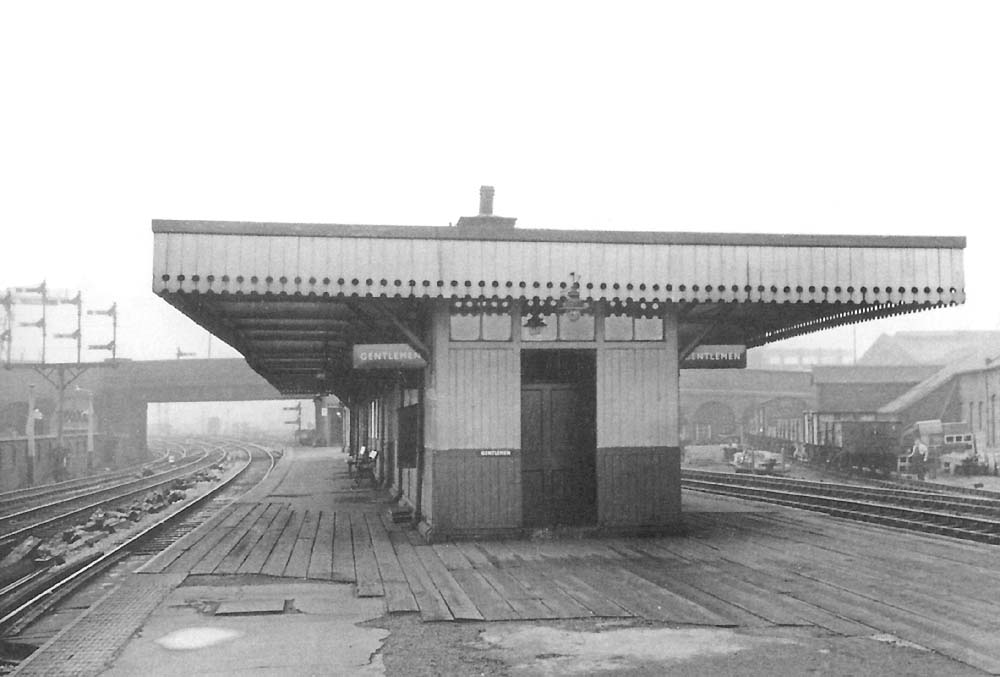 Looking towards Birmingham along the down side of Saltley station's island platform with Saltley viaduct seen in the distance