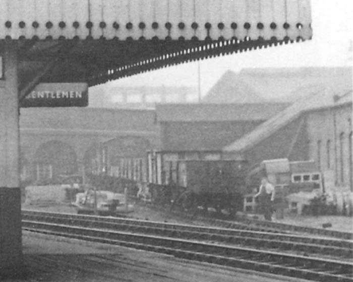 Close up of the short siding storing primarily open wagons which was located opposite from Saltley station's up platform and adjacent to Saltley viaduct