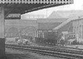 Close up of the short siding storing primarily open wagons which was located opposite from Saltley station's up platform and adjacent to Saltley viaduct