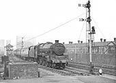 Ex-LMS 5XP Jubilee Class No 45572 Eire passes Saltley on 12:32 pm York to Bristol service on 26th April 1958