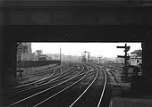 Looking under the bridge carrying Saltley Road over the railway towards Camp Hill with Saltley Junction signal box
