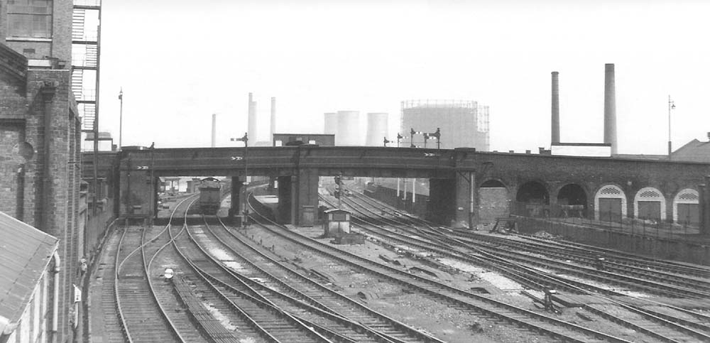 Looking from Saltley Junction signal box towards Washwood Heath sidings with the station located the other side of Saltley Viaduct