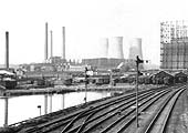 Close up showing the carriage sidings which were located opposite Saltley Carriage Works on 8th August 1955