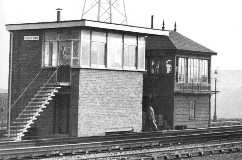 Close up showing Selly Oak station's new signal box being fully fitted out on 13th January 1958 some six days prior to be commissioned