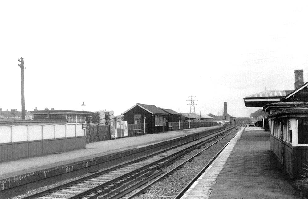 Looking towards Bournville from the Birmingham end of the up platform showing the replacement timber waiting room