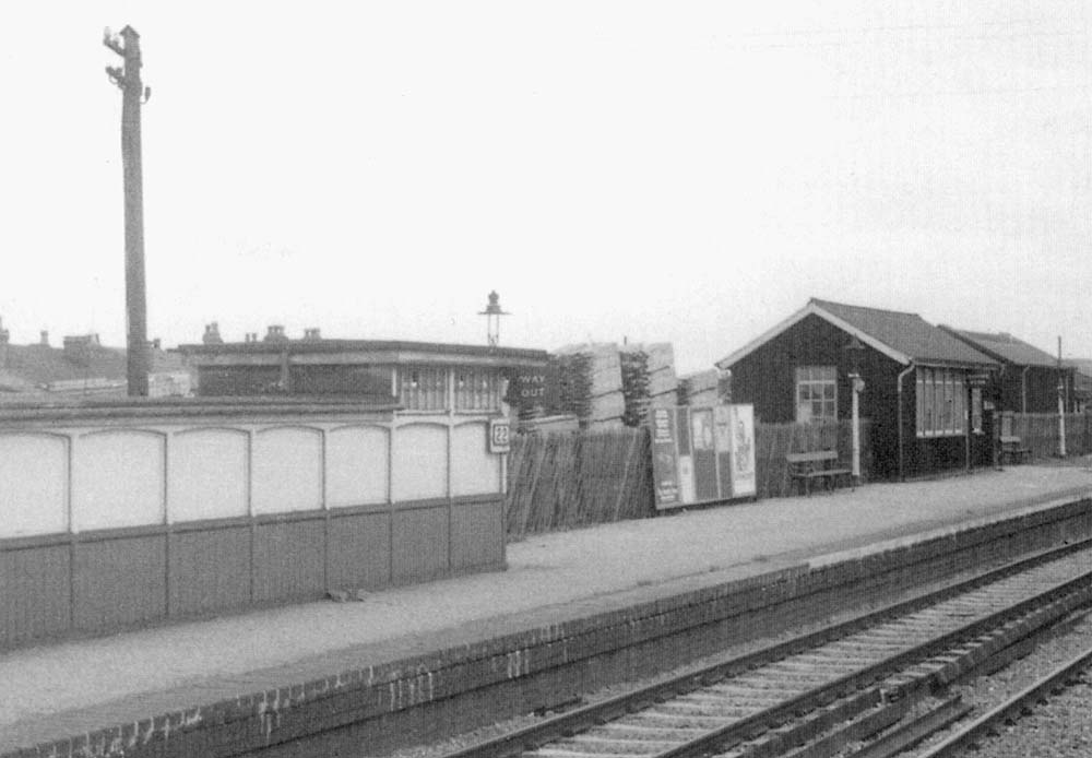 Close up showing the replacement timber waiting room erected on Selly Oak station's down platform