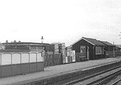 Close up showing the replacement timber waiting room erected on Selly Oak station's down platform