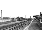 Looking towards Bournville from the Birmingham end of the up platform showing the new timber waiting room