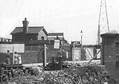 Close up showing Selly Oak station's weigh bridge office and some of the yard's coal merchant facilities