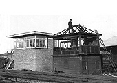 View of Selly Oak station's newly commissioned signal box and the demolition of the original 1885 structure