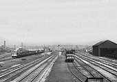 Looking to Birmingham showing Selly Oak station  centred in the middle of the sidings on both sides