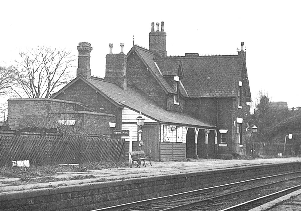 Close up showing the original 1864 passenger facilities are still evident at Shustoke station over 100 years later