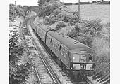 Shustoke looking towards the Coleshill Road bridge and on to Nuneaton two years before closure
