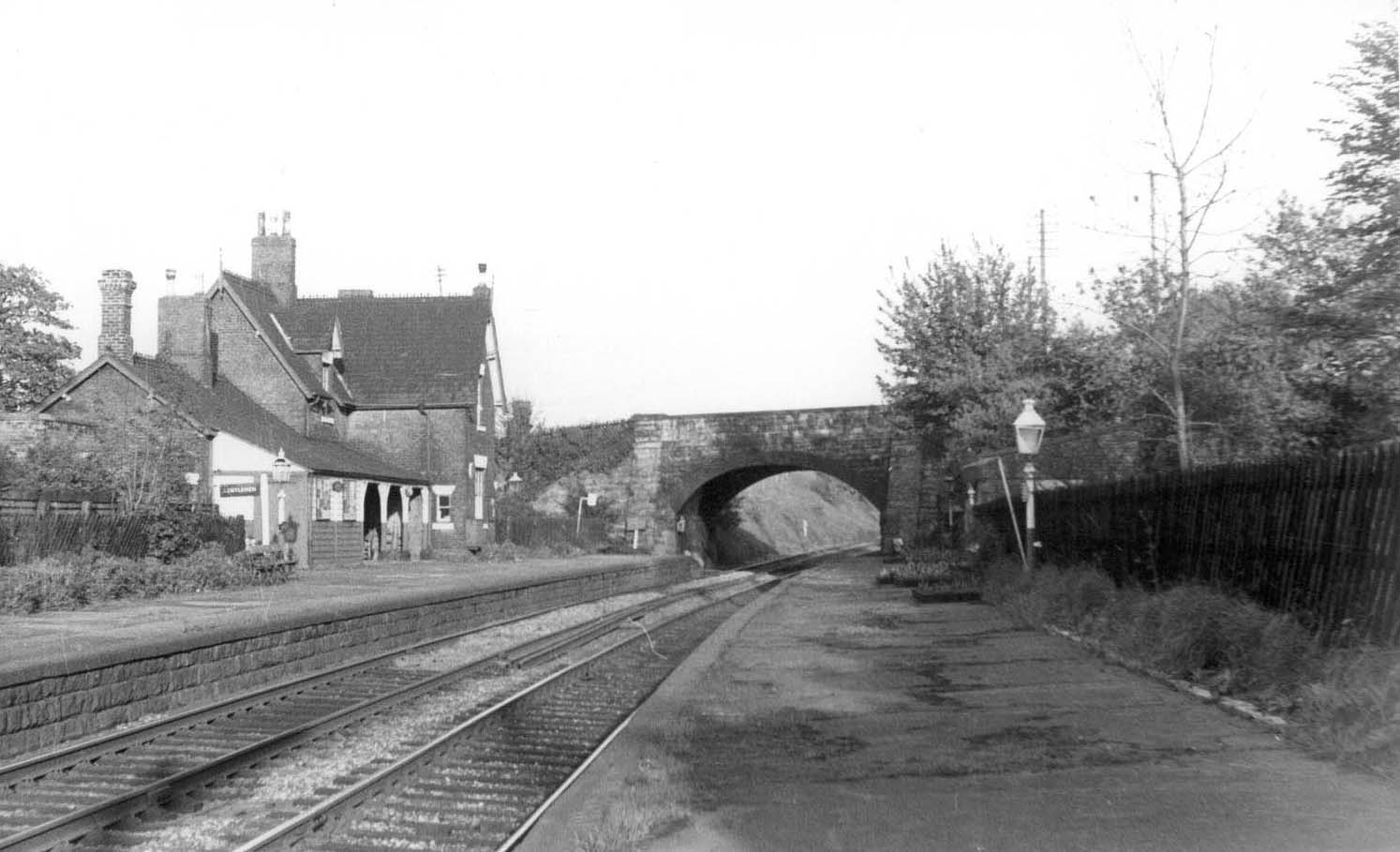 Shustoke looking towards the Coleshill Road bridge and on to Nuneaton two years before closure on 13th May 1966