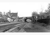 Shustoke station looking towards the Coleshill Road bridge and on to Nuneaton two years before closure
