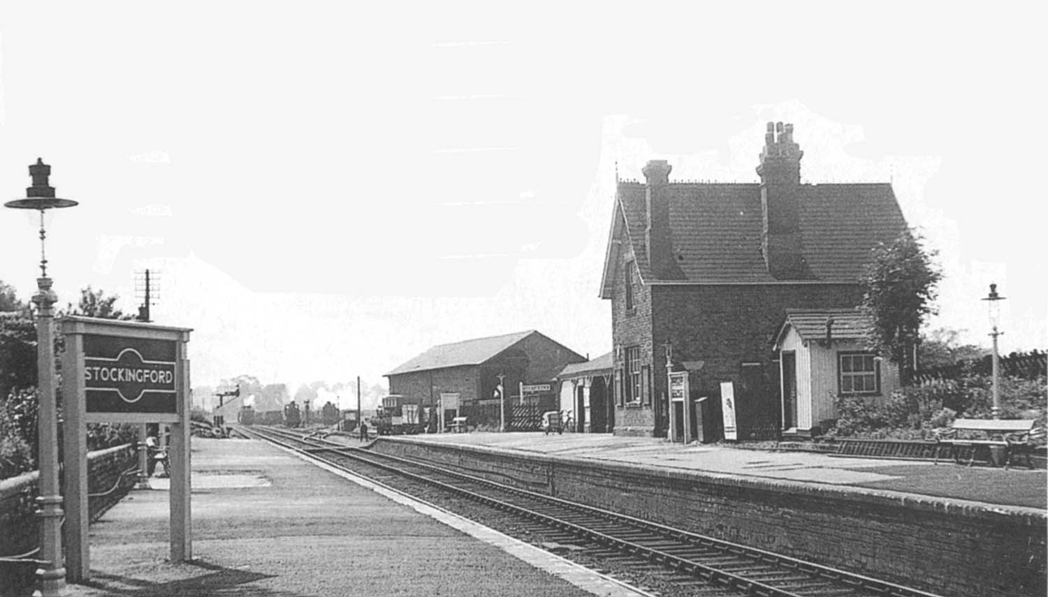 Looking towards Birmingham from beneath the bridge carrying Whittleford Road over the railway in the 1950s