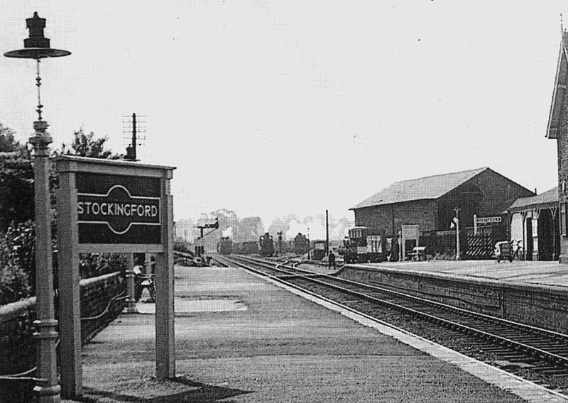 Close up showing Stockingford's Goods Shed and goods sidings in the near distance on the right