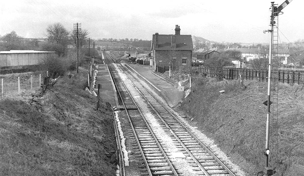 Looking towards Water Orton along the down line towards the closed goods yard and station circa 1969