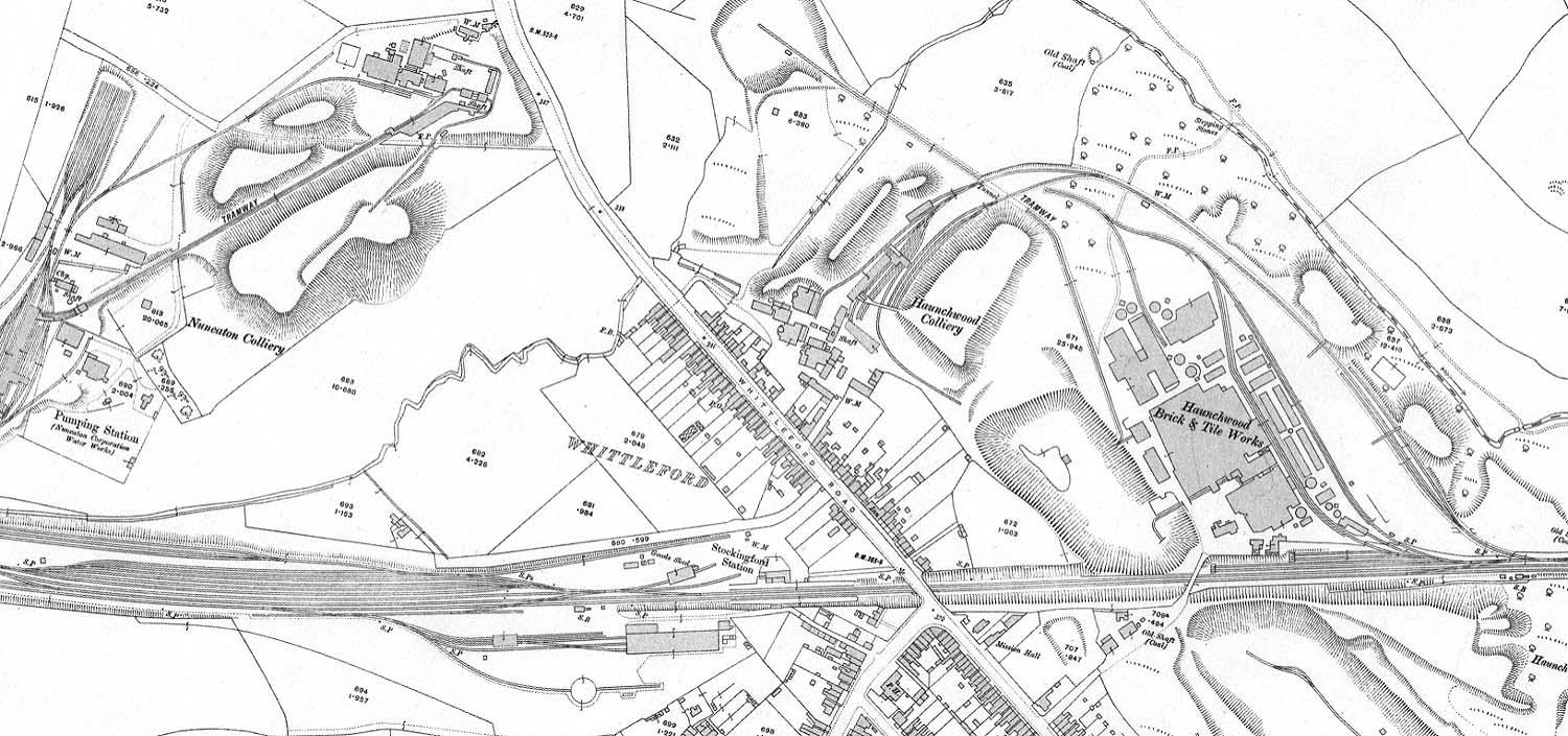 A 1913 25 inch to the mile Ordnance Survey Map of Stockingford Sidings, Station & Haunchwood Works
