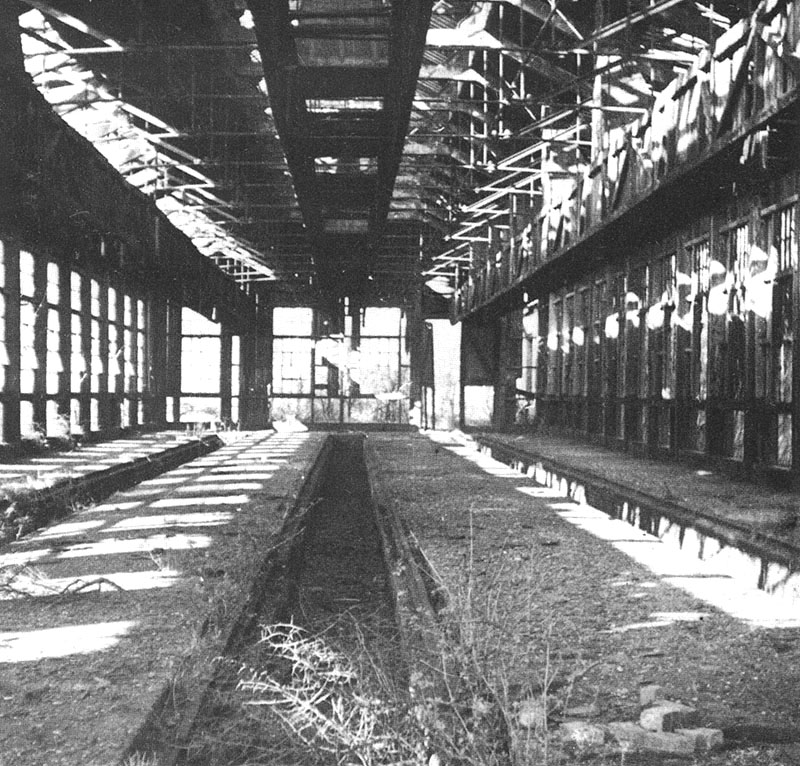 Looking towards the front of the three-road shed with much of the fabric of the building now gone