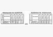 An 1856 Timetable showing four down and three up passenger trains between Hampton and Whitacre