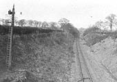Bridge No 25 - Looking to Whitacre with the Hampton Distant signal on the left as seen on 1st April 1921