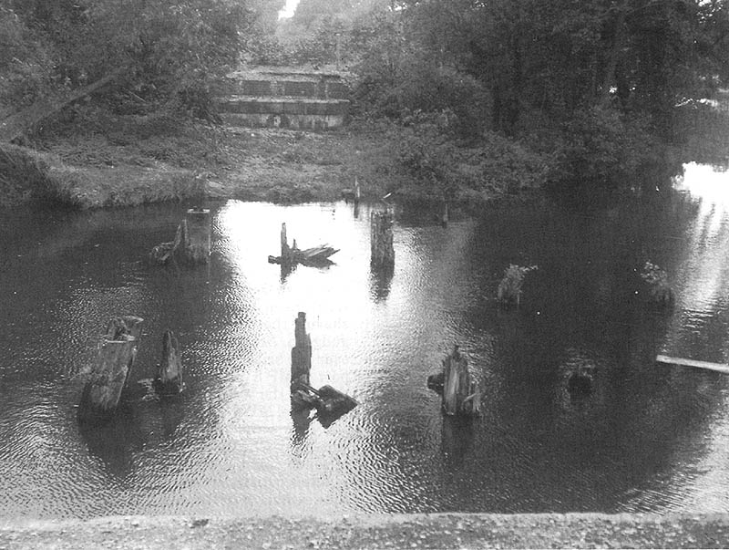 Bridge No 9 - The remains of the timber built bridge as viewed from the northern abutments in 1951
