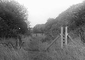 View facing Hampton in 1956 showing the buffer stop which formed the end of the long siding from Hampton