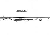 Schematic drawing showing Studley & Astwood station's 1904 layout of passenger and goods facilities