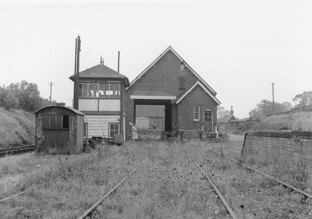 Looking in the direction of Alcester along Studley & Astwood's two sidings towards the goods shed circa 1962
