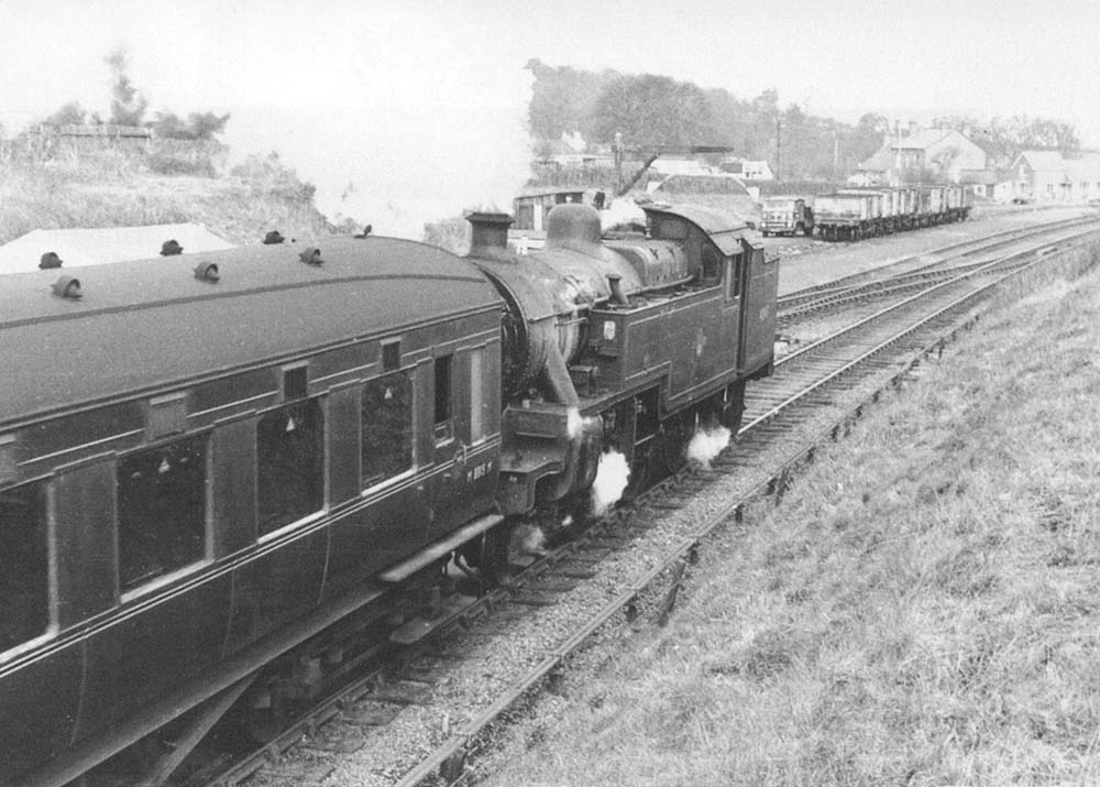 Ex-LMS Fowler 4MT 2-6-4T No 42417 departs from Studley & Astwood with a passenger service for Birmingham