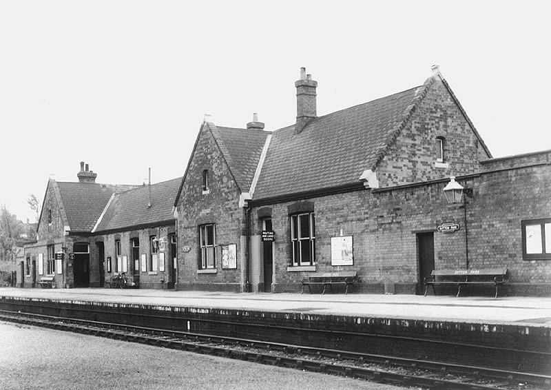 View from the island platform of Sutton Park's main station building located on the up platform during British Rail days