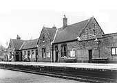 View from the island platform of the main station building located on the up platform during British Rail days