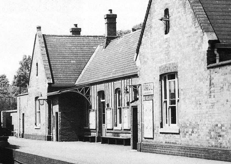 Close up showing the passenger building which served both platforms on Sutton Park's island structure