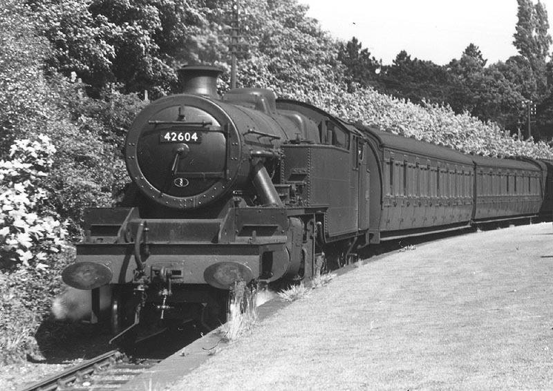 Close up showing ex-LMS 'Stanier' 2-6-4T No 42604 of '3C' Saltley shed with the air shimmering from its chimney