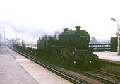 Ex-LMS 5MT 4-6-0 No 45382 passes through the station on the 2:25am Tees to Severn Beach freight service on 17th September 1965