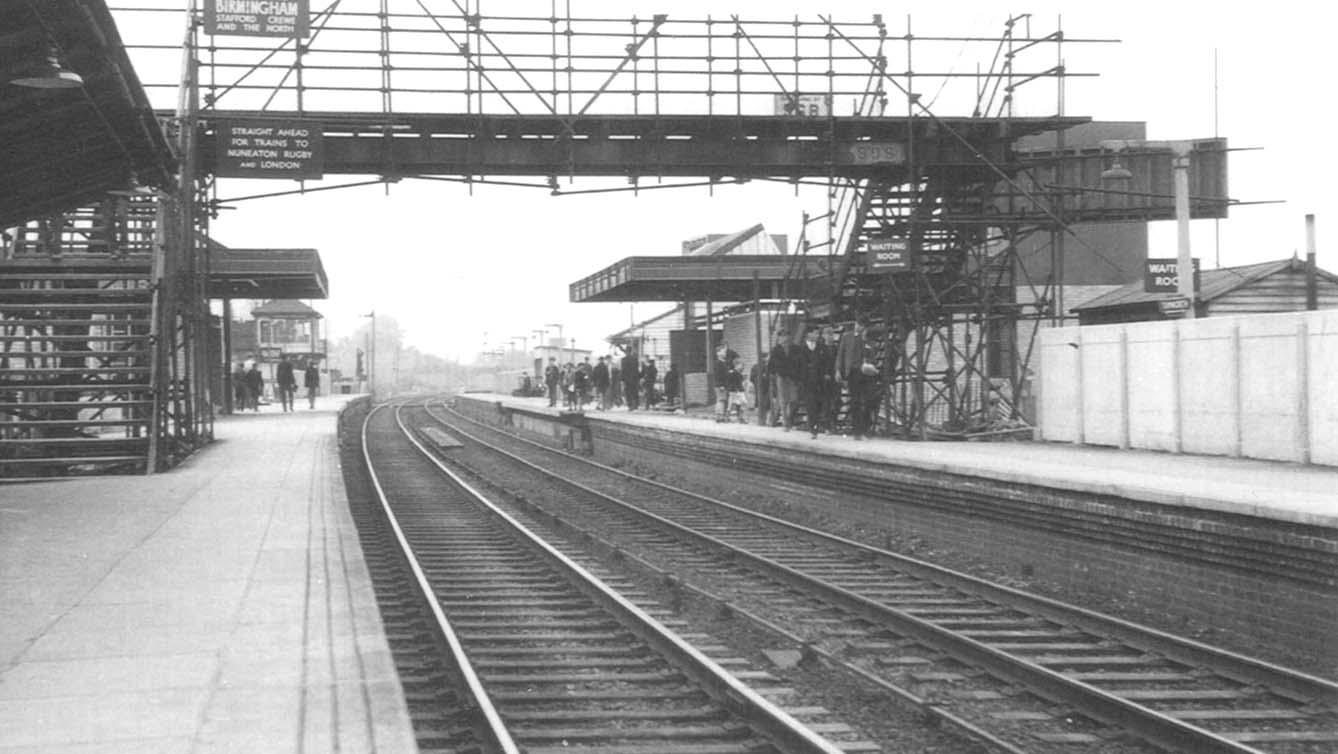 Looking north towards Derby as the rebuilding of the new station takes place on 2nd June 1962