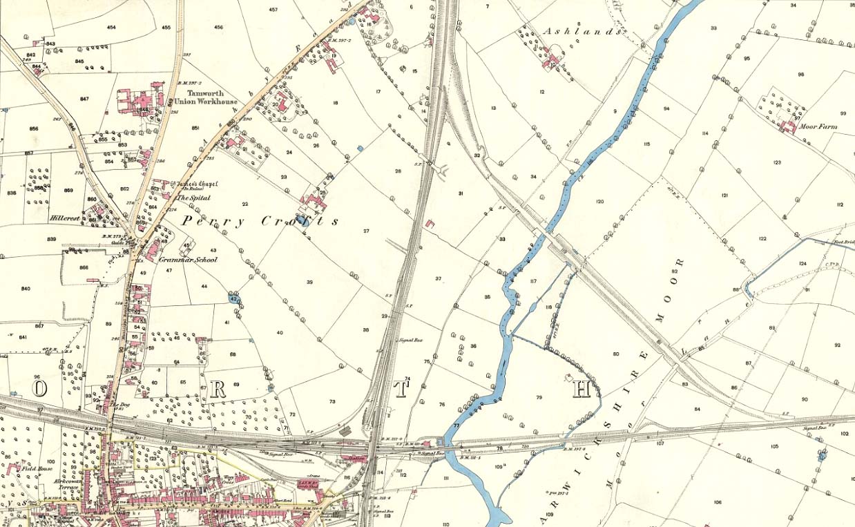An 1883 25 inch to the mile Ordnance Survey Map showing the formation of the link between the two lines