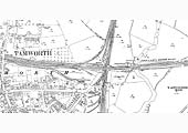 A 1921 25 inch to the mile Ordnance Survey Map showing both the LNWR and MR stations and goods yards